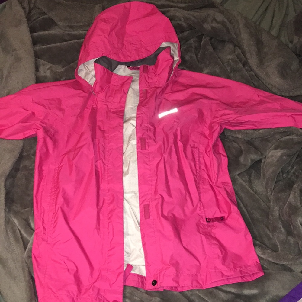 hot pink Marmot rain jacket
